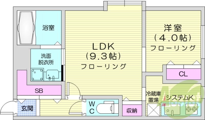 1LDK、システムキッチン、エアコン、独立洗面台、ネット無料