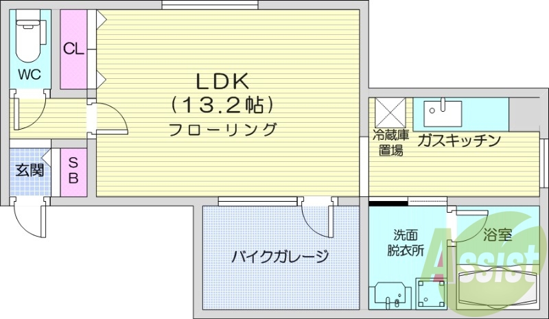 1KS、エアコン、バイクガレージ、灯油暖房