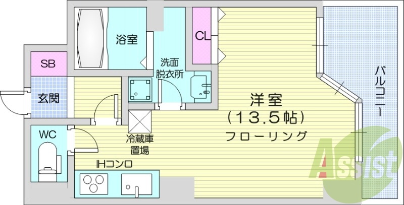 1R、宅配ボックス、オール電化、IHシステムキッチン