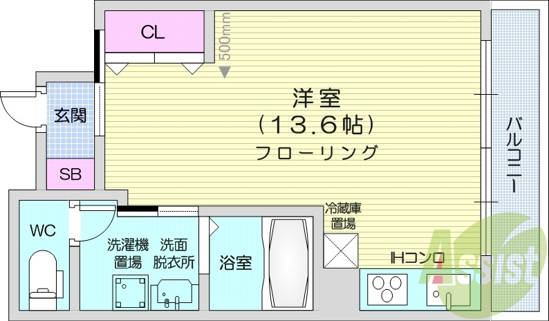 1R、宅配ボックス、オール電化、IHシステムキッチン