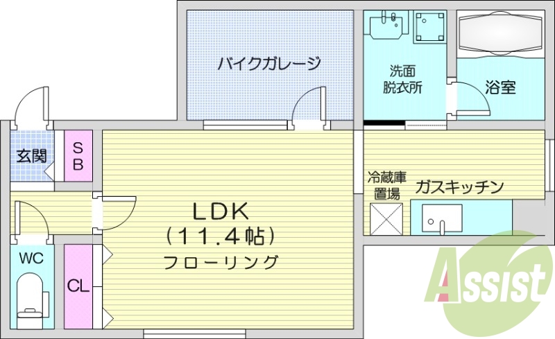 1KS、エアコン、バイクガレージ、灯油暖房