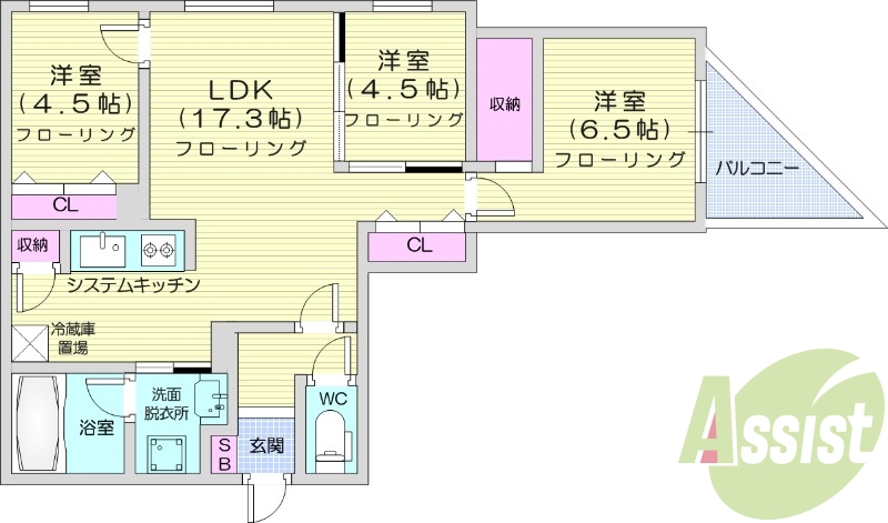 2LDK、都市ガス、エアコン、エレベーター、追い焚き