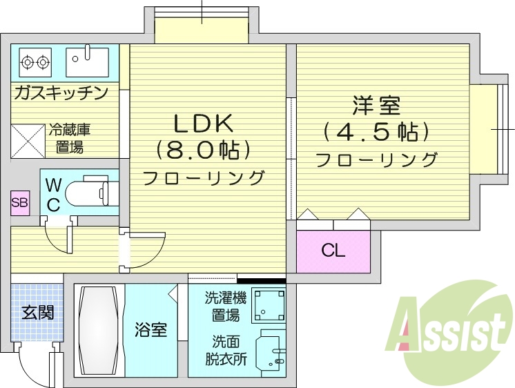 1LDK、シャンプードレッサー、シャワートイレ、灯油FF暖房