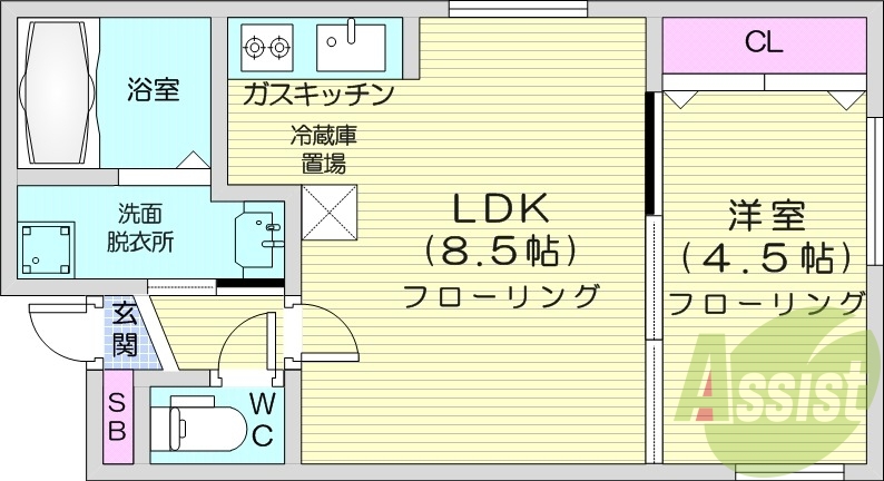 1LDK、エアコン、浴室乾燥機、独立洗面台