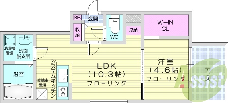 1LDK、エアコン、灯油暖房、浴室乾燥機、独立洗面台