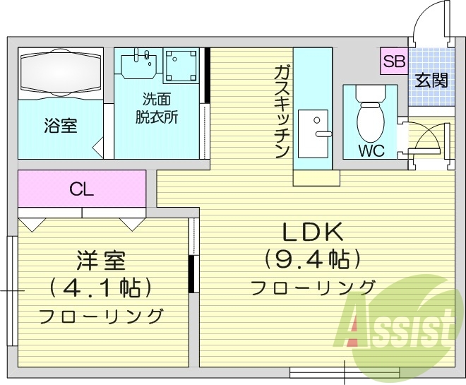 1LDK、灯油暖房、オートロック、モニターホン
