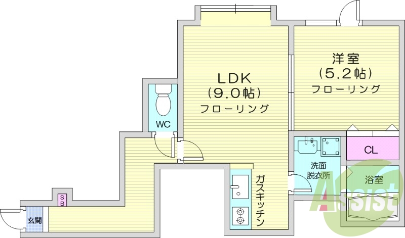 １LDK、灯油暖房、洗面化粧台、トランクルーム