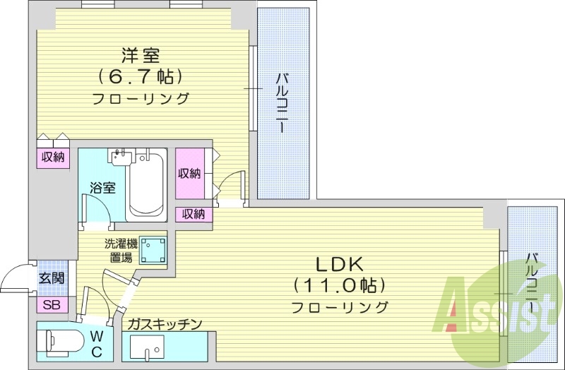 1LDK、オートロック、角部屋、エレベーター