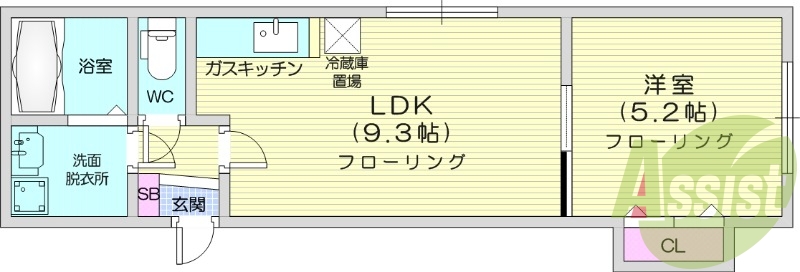 1LDK、オートロック、インターネット無料
