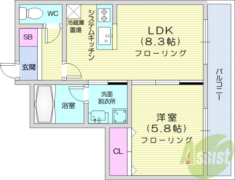 1LDK、灯油暖房、ネット無料、宅配BOX、オートロック
