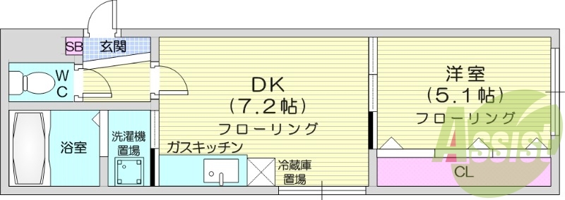 1DK、角部屋、エアコン、灯油暖房、ネット使用料不要