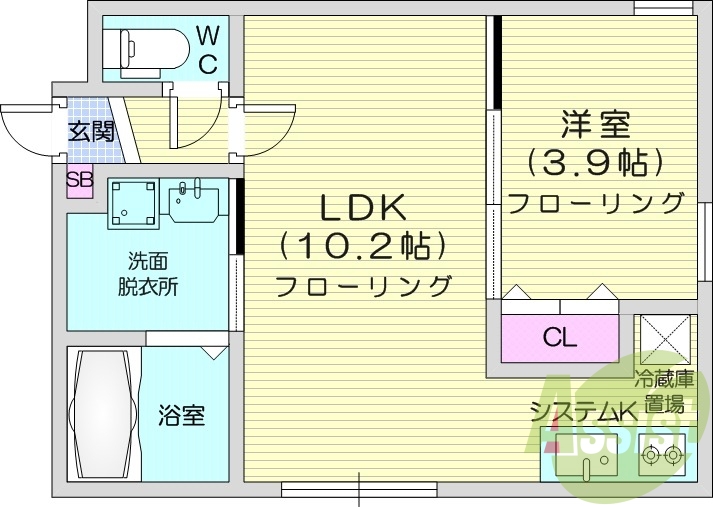 1LDK、都市ガス、エアコン、ネット無料