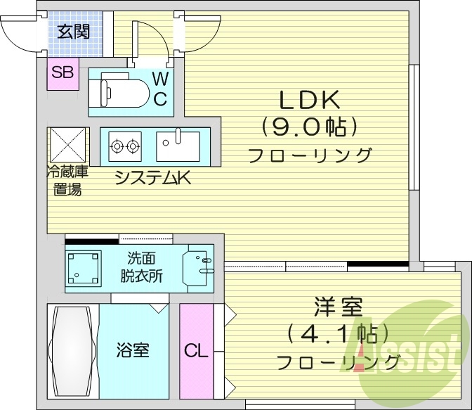 1LDK、エアコン、システムキッチン、灯油暖房
