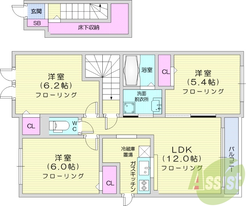 3LDK、追い炊き機能、浴室乾燥機、シャンプドレッサー