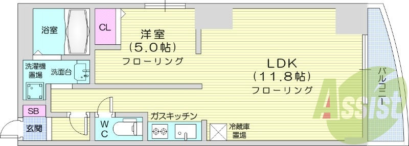 1LDK、オートロック、角部屋、シャンプードレッサー