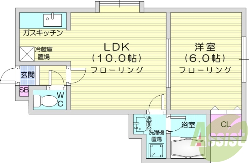 1LDK、インターネット無料、エアコン、TVモニターホン