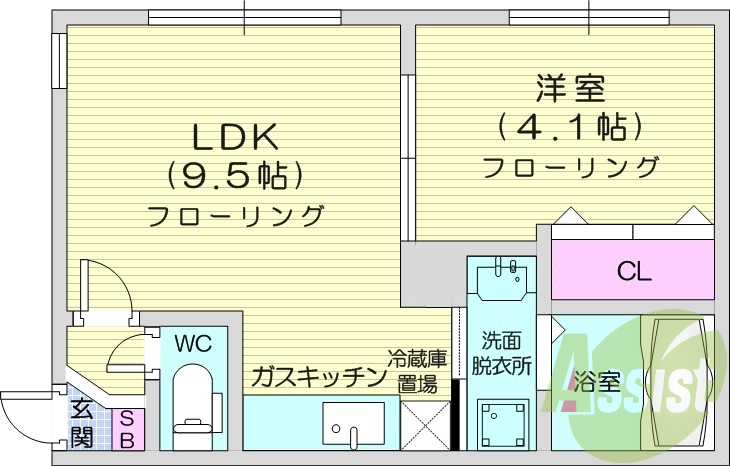 1LDK、オートロック、エアコン、モニターホン