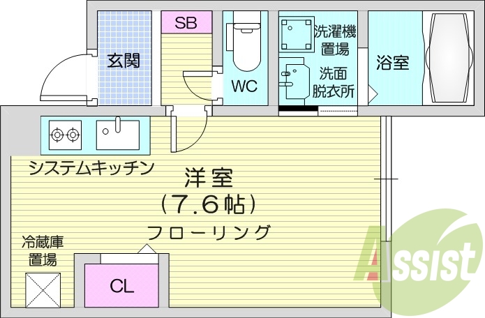 1R、システムキッチン、エアコン、宅配ボックス、灯油暖房