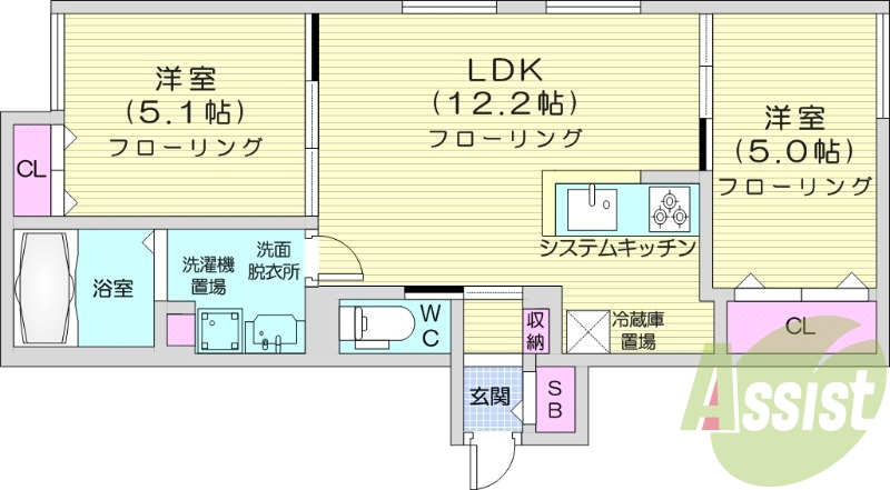 2LDK、都市ガス、エアコン、ネット無料、追い焚き