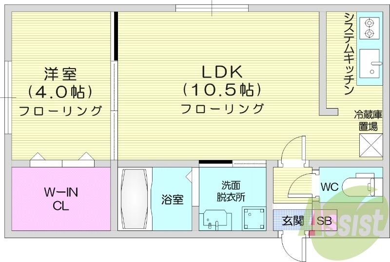 1LDK、収納、ネット無料、角部屋、灯油暖房