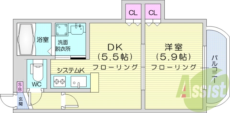 1DK、室内洗濯機置場、灯油暖房、オートロック