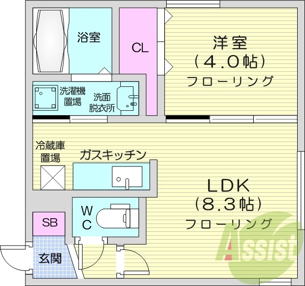 1LDK、エアコン、灯油暖房、ネット無料、独立洗面台