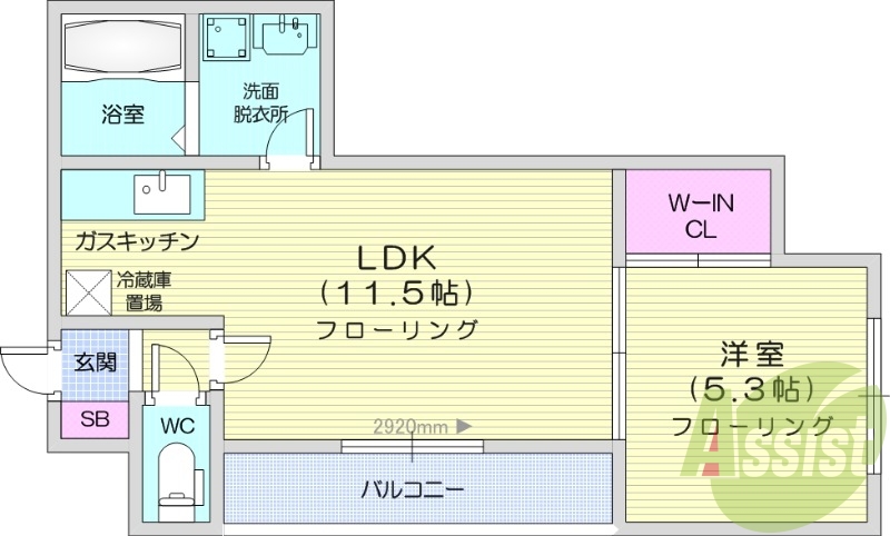 1LDK、エアコン、追い焚き、インターネット無料