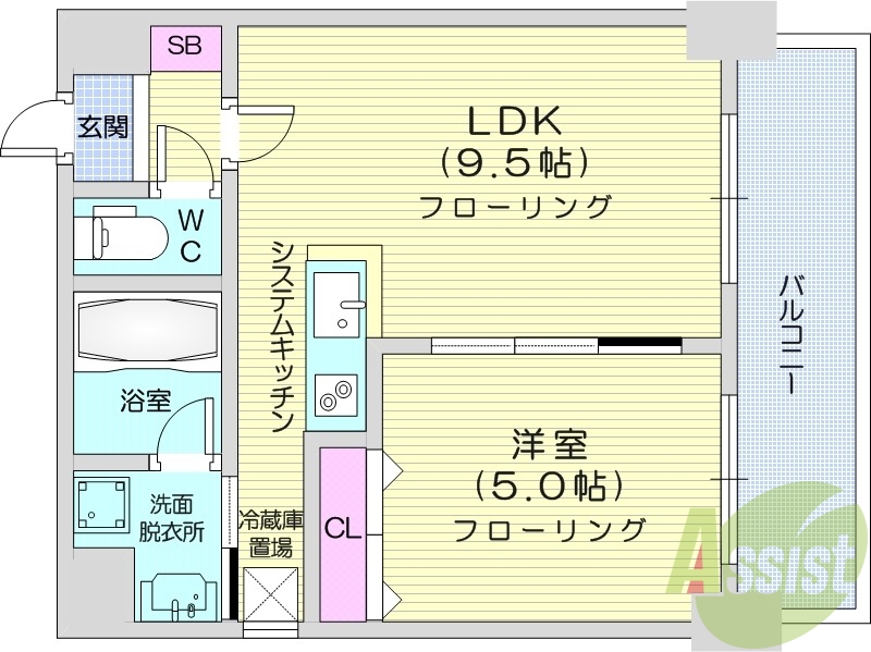 1LDK、灯油暖房、独立洗面台、シャワートイレ、ガス給湯