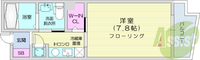 1LDK、浴室乾燥機、追い焚き、エアコン、都市ガス