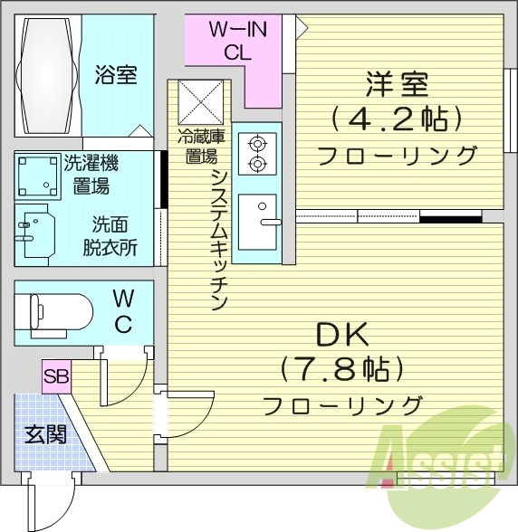 1LDK、エアコン、浴室乾燥機、オートロック。ネット無料