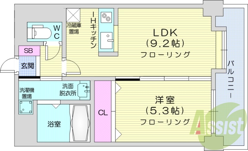 1LDK、オール電化、独立洗面台、ネット無料