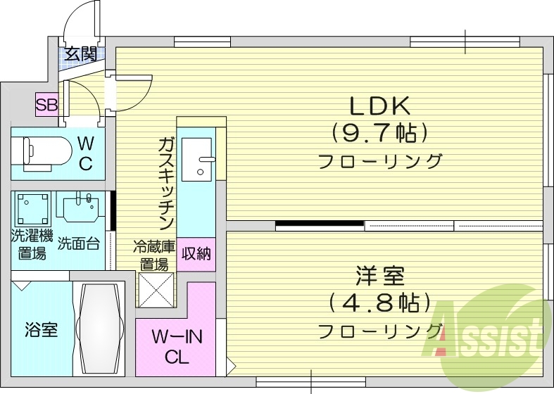 1LDK、浴室乾燥機、浴室TV、モニター付インターホン