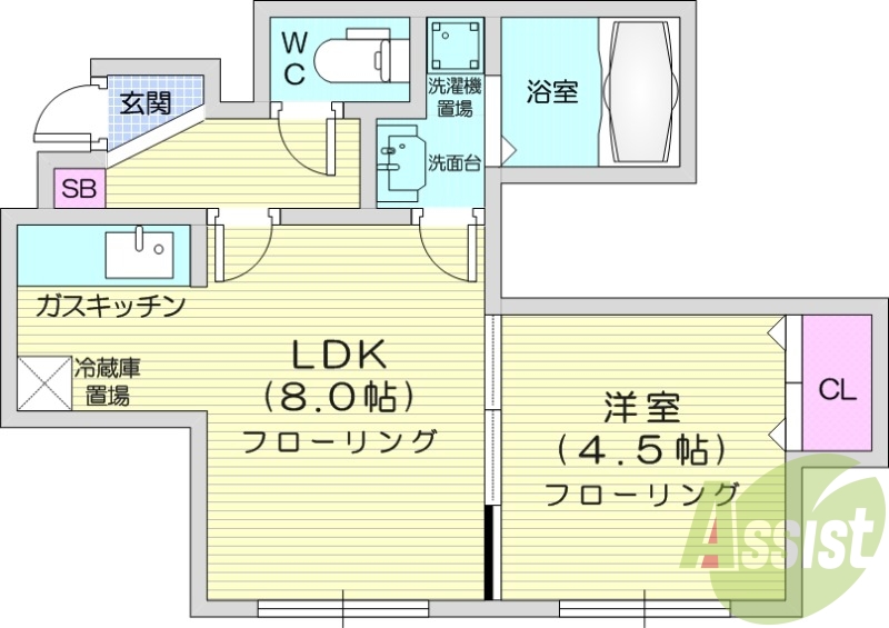 1LDK、エアコン、独立洗面台、灯油暖房、シャワートイレ