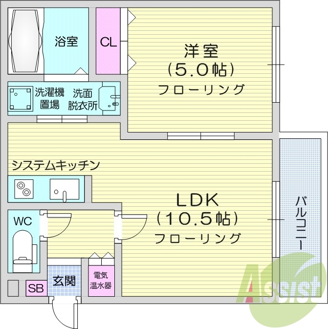 1LDK、オートロック、オール電化、モニターホン