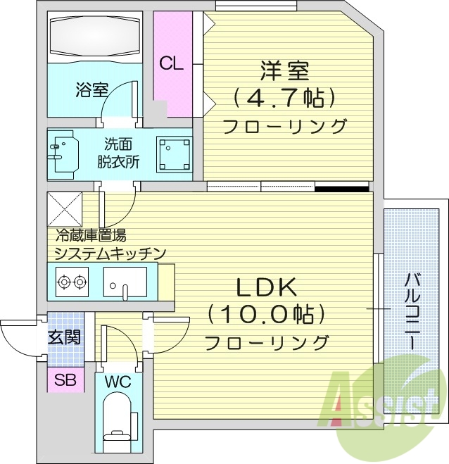 1LDK、都市ガス、追い焚き、ペット相談、デザイナーズ