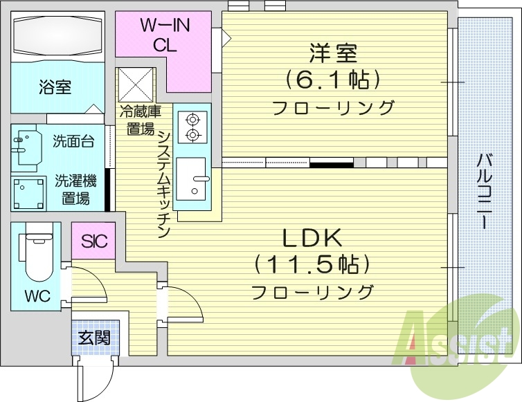 1LDK、オートロック、ウォークインクローゼット