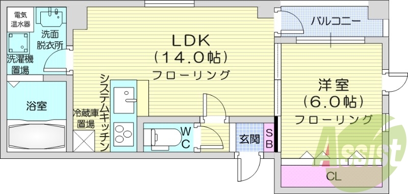 1LDK、オール電化、エアコン、IHクッキングヒーター