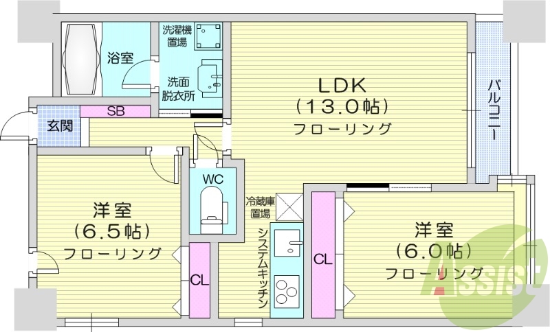 2LDK、オートロック、IHクッキングヒーター、防犯カメラ