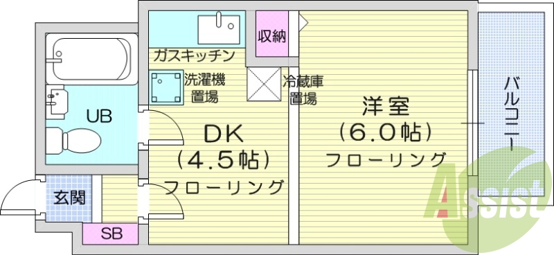 1DK、都市ガス、インターネット無料、ペット可