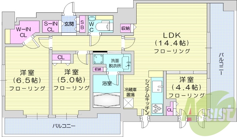 3LDK、都市ガス、追い炊き、システムキッチン