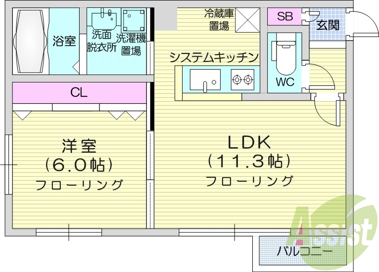 1LDK、エアコン、追い焚き、都市ガス、エコジョーズ