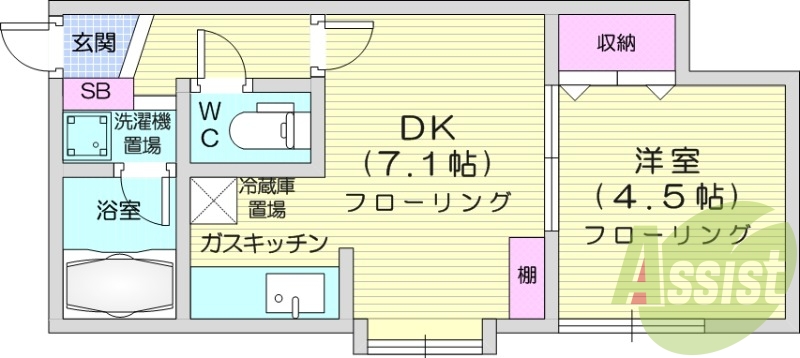 1DK、エアコン、灯油暖房、宅配ボックス