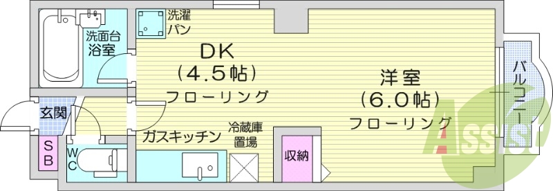 1DK、シャワートイレ、ネット使用料不要、灯油暖房