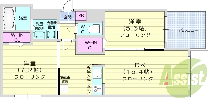 2LDK、エアコン、ガス暖房、都市ガス、追い焚き