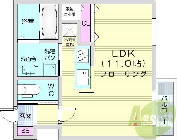 1K、オール電化、インターネット対応