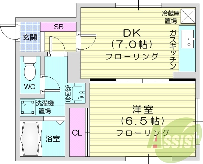 1DK、角部屋、最上階、灯油暖房、オートロック