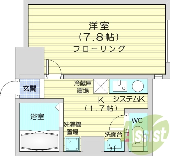 1K、浴室乾燥機、エアコン、ネット無料、オートロック