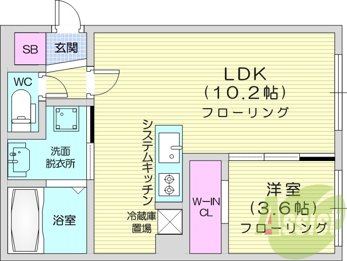 1LDK、ガスリミット、エアコン、ペット相談可