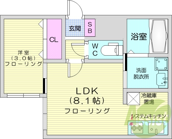 1LDK、女性限定、エアコン、灯油暖房、角部屋、ネット無料