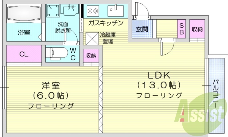 1LDK、インターネット無料、ロードヒーティング